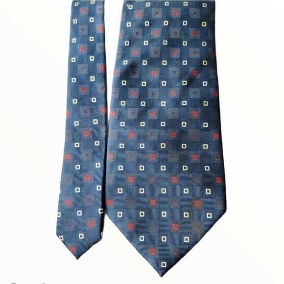 Byron navy blue 100% silk tie - Picture 2 of 8